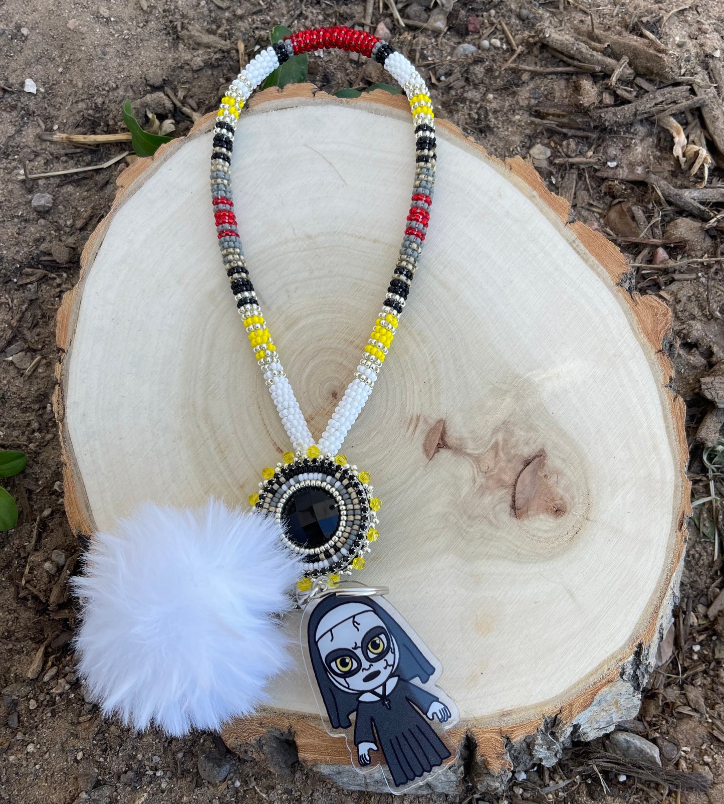The Nun Beaded Keychain