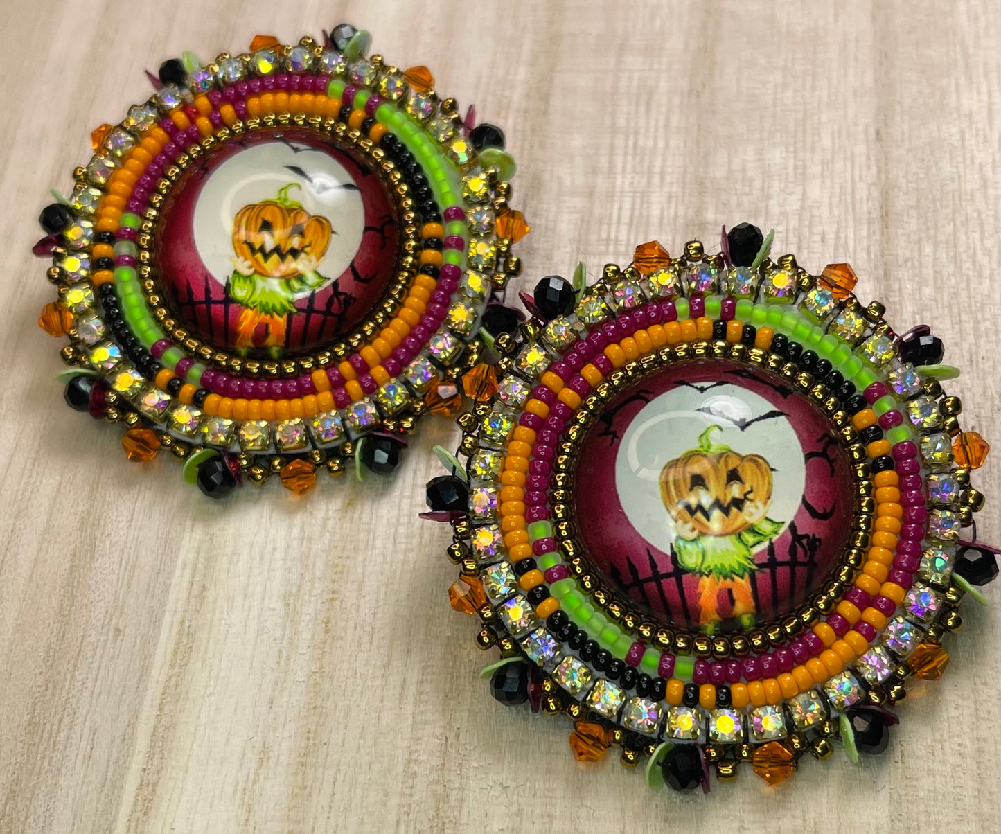 maroon pumpkin stud earrings
