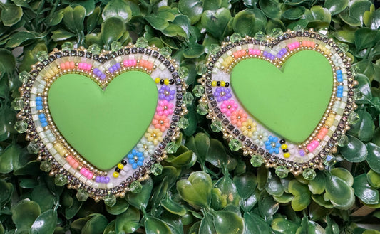 Green pastel hearts