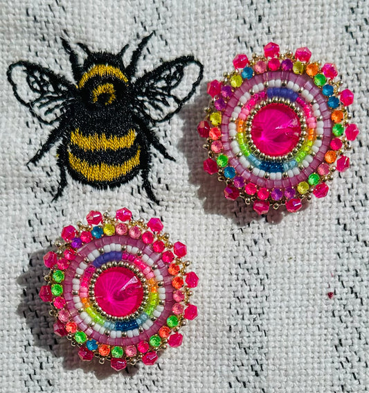 HOT PINK SPLASH STUDS